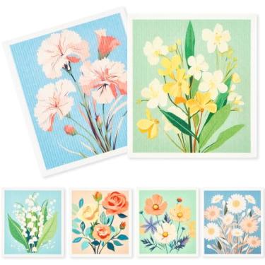 Imagem de Naszonus Pacote com 6 panos de prato suecos para cozinha, panos de limpeza absorventes reutilizáveis, laváveis de secagem rápida sem odor, panos de limpeza biodegradáveis para lenços umedecidos de