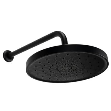 Imagem de Ducha Chuveiro 25 cm Redondo em ABS Preto Fosco com Cano de Parede