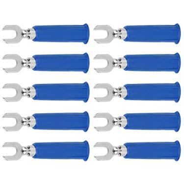 Imagem de Yinhing Adaptador de Plugue Banana Isolado de 10 Unidades/Conjunto Tipo U Garfo Spade Conectores de Fio Terminais de Crimpagem Elétricos de Qualidade Premium para Multímetro Design de Cor Azul