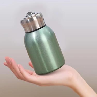 Imagem de Garrafa térmica fina de aço inoxidável de 293 ml para bebidas quentes e frias, compacta para mulheres e homens, garrafa portátil à prova de vazamento para acampamento, caminhada, academia (verde)