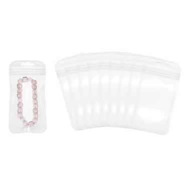 Imagem de PATIKIL Sacos plásticos longos para joias de 6 x 12,7 cm, 100 peças, bolsa com zíper autovedável transparente e reutilizável com orifício para pendurar para colares, embalagem de caneta, envio