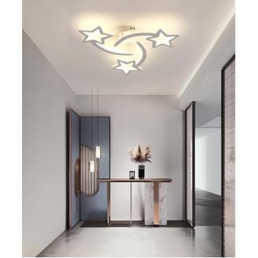 Imagem de Luminárias de teto LED modernas para quartos, lustre de teto preto com intensidade regulável e controle remoto, luminárias de embutir brancas, próximas ao teto, para estudos e escritórios (b