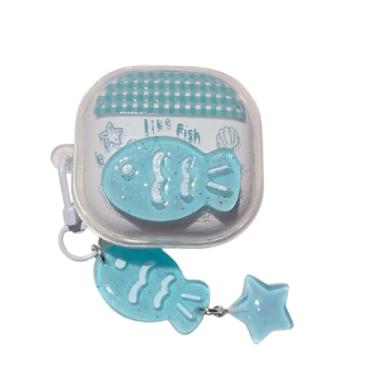 Imagem de QYFZXLV Capa para Samsung Galaxy Buds FE/2 Pro/Live/Bud 2, estampa de flor 3D, estampa de concha, design transparente, capa completa, acessório para meninas (F)