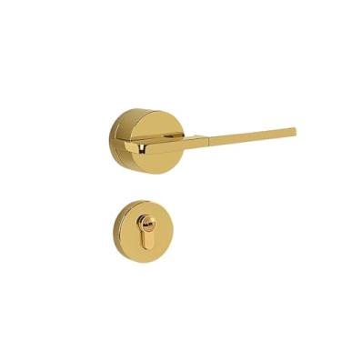 Imagem de Fechadura de porta de liga de zinco simples maçaneta de porta interna dividida fechadura magnética silenciosa (ouro, atração magnética)