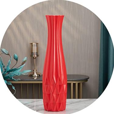 Imagem de Vasos de cerâmica, vaso decorativo grande grande para sala de estar, suporte de flores alto para flores secas, para qualquer sala de jantar, sala de estar ou escritório (cor: verde, tamanho: 16 x 62