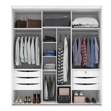 Imagem de Guarda Roupa Casal 2 Portas de Correr com Espelho Magnific Siena Móveis Branco