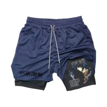 Imagem de Shorts De Treino Masculinos 2 Em 1 De Verão Com Camada Dupla Para Acad