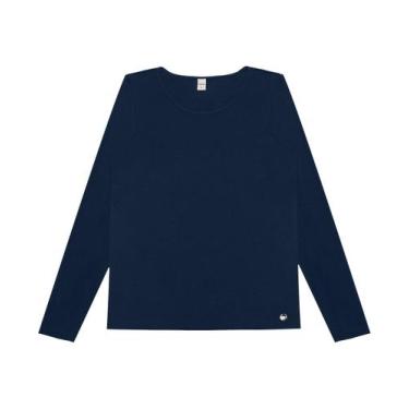 Imagem de Blusa Feminina Manga Longa Rovitex Azul, GG, Azul