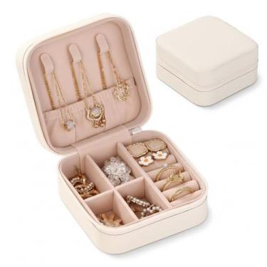 Imagem de Porta Joias de Viagem Portátil – Estojo Organizador para Colares, Anéis, Brincos e Pulseiras | Compacto, Elegante e Antirriscos (Pérola)