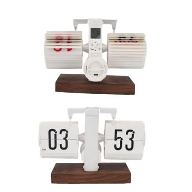 Imagem de KUIDAMOS Retro Flip Desk Clock Grande Número Digital Flip Relógio de Mesa para Decoração de Escritório Em Casa 12 Horas, Fácil de Ler para Decoração de Prateleira de Mesa de Escritório (Branco)