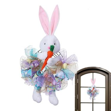 Imagem de Coroa De Páscoa Decorativa | Decoração Primaveril Engraçada e - Grinaldas de Páscoa para Porta de Entrada Exterior | Para Interior Exterior Sala De Estar Cozinha Parede Entrada Festa