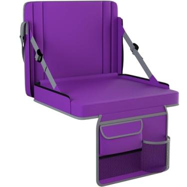 Imagem de Assentos de estádio com suporte para as costas, 1 pacote de cadeiras de arquibancada ajustáveis com encosto e assento almofadado com suporte para copos, alça de transporte e alça de ombro para eventos