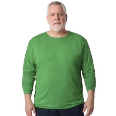 Imagem de Camisa Masculina Manga Longa Plus Size Malha Fria - Helanquinha, Verde