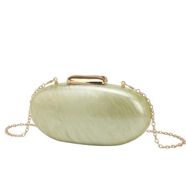 Imagem de BUDAY Bolsa para telefone bolsa de acrílico com padrão pérola bolsa clutch bolsa de corrente, Verde, One Size