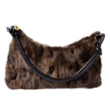 Imagem de SOMKB Bolsa de ombro de pele de vison real, bolsas e bolsas femininas de luxo bolsas transversais de pele de alta qualidade para mulheres bolsa de mão, G, One Size