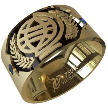 Imagem de Anel De Formatura De Geografia Em Ouro 18k - Vieira Cruz Joias, Preto,