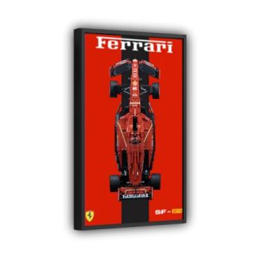 Imagem de Quadro Moldura Expositor para Carro F1 Ferrari SF24, Tamanho 50x80cm, Impressão UV no Acrílico, Incluso 2 Ganchos, Moldura Preta (D)