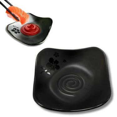 Imagem de Molheira Funda Japonês Porta Shoyu Molhos Oriental Melamina Comida Jap