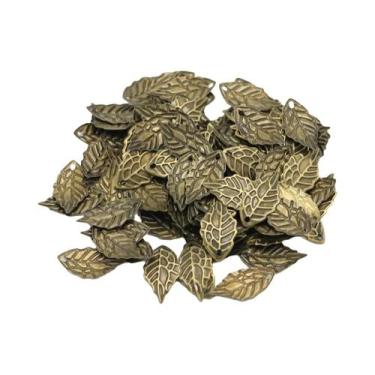 Imagem de Pingentes De Brinco Em Forma De Folha De Metal Dourado 10x19mm Charms 