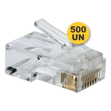 Imagem de 2X Kit 500 Conector Rj45 Utp Cat5E Banho De Ouro Cabo De Red