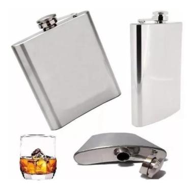Imagem de Cantil Porta Bebida De Bolso 235ml Inox 8oz Whisky Vodka Luxo - Prime