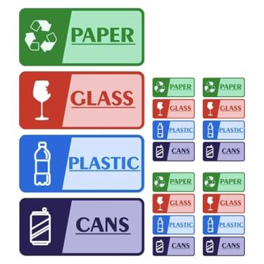 Imagem de jojofuny 20 adesivos de reciclagem para lixeiras - adesivos autoadesivos de reciclagem - Etiquetas de triagem de resíduos domésticos para cozinha, escritório, apartamento, uso de hotel