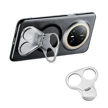 Imagem de 1 suporte de telefone de metal prateado, ferramenta de transmissão ao vivo e relógio compulsivo para todos os principais telefones - Suporte de anel dobrável giratório portátil com interruptor de tela