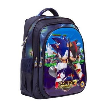 Imagem de Mochila Escolar Menino Sonic Costas Passeio Creche Tam G - TOYS 2U