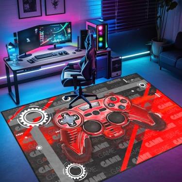 Imagem de Gamer Tapete de área adolescente para meninos, gamepad 3D, vermelho, médio, tapete para quarto, capachos, quarto, jogos, jogador, preto, tapete para sala de estar, decoração de casa, tapete de sofá
