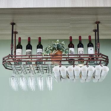 Imagem de Rack de vinho de ferro | Pendurado | Estilo moderno e simples | Suporte de metal ajustável para copos de vinho | Decoração de bar de restaurante de cozinha | Comprimento 80/100/120 cm (branco 80 cm x