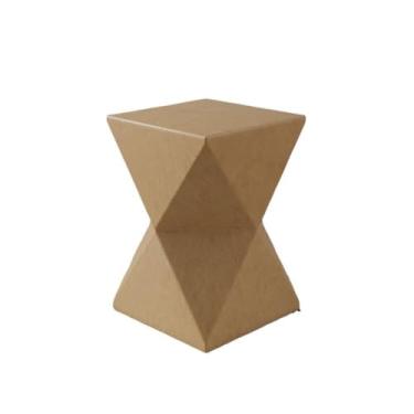 Imagem de Mesa lateral quadrada moderna para sofá, formato geométrico, minimalista, varanda, jardim, cafeteria, simples (marrom)