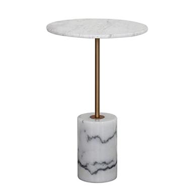Imagem de Mesa lateral contemporânea de 39,9 cm, mesa de canto redonda de mármore sintético, decoração de casa pequena moderna para sala de estar, mesas de canto de sala de jantar