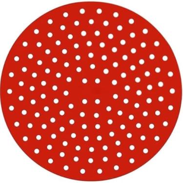Imagem de Tapete Protetor de Silicone para Air Fryer Redondo Reutilizável Antiaderente Resistente ao Calor – Fácil de Limpar (vermelho)