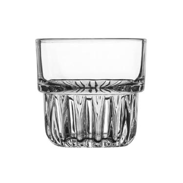 Imagem de x3anggyt5 Copos de beber transparentes, máquina de vidro grosso listrado empilhável para água, suco, bebida, leite, café, coquetel (médio)