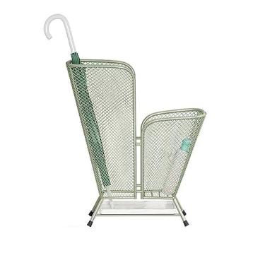 Imagem de x3anggyt5 Suporte de armazenamento de guarda-chuva de metal interno, comercial doméstico, suporte de balde com bandeja de gotejamento de mármore, camada dupla economiza espaço (verde)