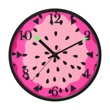 Imagem de STAYTOP Lindo relógio de parede de LED melancia para quarto com brilho noturno, relógios de parede silenciosos de 30 cm para decoração de sala de estar, controle de som, relógio de parede moderno que