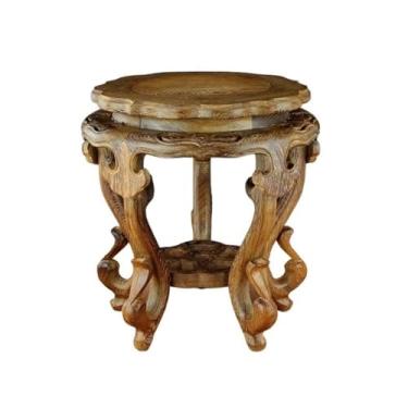 Imagem de x3anggyt5 Base de bonsai esculpida em sequoia para decoração de casa, suporte de exibição de vaso de serviço de chá para uso interno