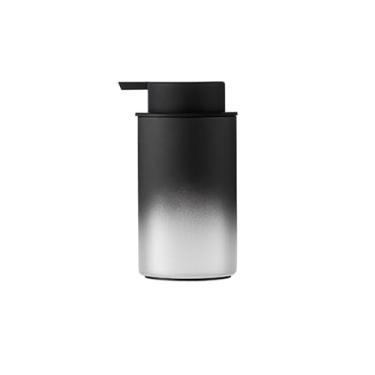 Imagem de Lindo dispensador de sabão de vidro fosco gradiente loção recarregável para mãos e prato para pia de cozinha, banheiro, chuveiro, decoração de banheiro (preto, pequeno)