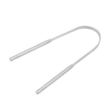 Imagem de Yinhing Raspador de Língua de Aço Inoxidável, Limpador de Língua, Escova de Dentes Revestida, Raspador, Ferramenta de Cuidados Bucais para Adultos, Prata 13 Cm, 1 Pacote