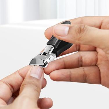 Imagem de Tesoura de unha para idosos | Tesoura inclinada de unha grossa de aço inoxidável | Aparador de unhas para idosos, equipamento de pedicure e manicure antirespingos, para pai, mãe
