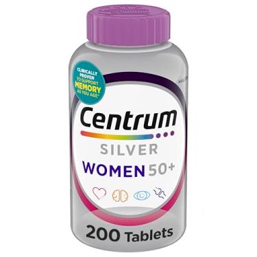 Imagem de Multivitamínico Centrum Silver 50+ mulher, suplemento multivitamínico/multimineral com vitamina D3, vitaminas B, cálcio e antioxidantes, sem glúten, ingredientes não OGM - 200 unidades