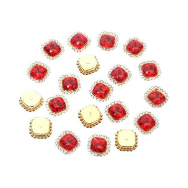 Imagem de Strass Quadrados Coloridos 20 Peças Com Base De Garra, Botões Para Art