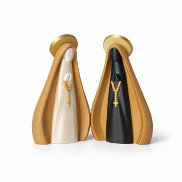 Imagem de Estátua Decorativa Nossa Senhora Aparecida 13cm Manto Colorido Personalizado Detalhes em Dourado,Imagem Decorativa Nossa Senhora Aparecida Imagem catolica (Marrom, Preto (Corpo))