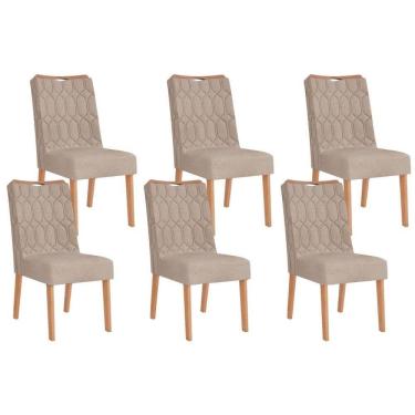 Imagem de Kit 6 Cadeiras De Cozinha Bia 6 Un Cedro Suede Kraft