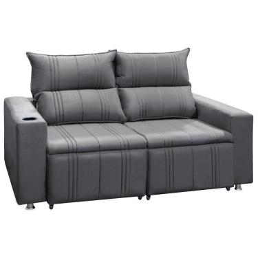 Imagem de Sofá Retrátil E Reclinável Madri 2l. 160cm C/molas - Veludo Cinza Chumbo