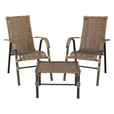Imagem de Conjunto De Mesa De Centro E 2 Cadeiras Bela Para área Externa Pequi