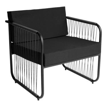 Imagem de Poltrona área Externa Córdova Aço Carbono E Fibra Sintética Preto-preto