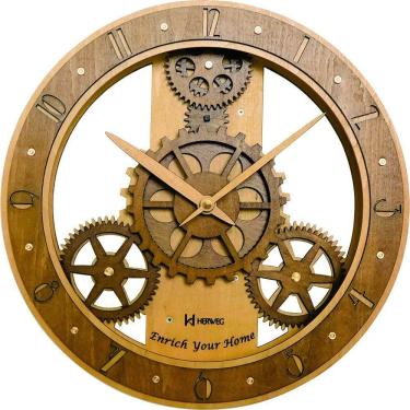 Imagem de Relogio Parede Decorativo Herweg 6486 296 Madeira 30cm Pinus