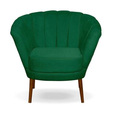 Imagem de Poltrona Cadeira Pétala Flor Decorativa Suede Verde