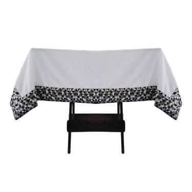 Imagem de Toalha Mesa Gabardine Borda Jacquard 1,45x1,45 4 Lugares Branco